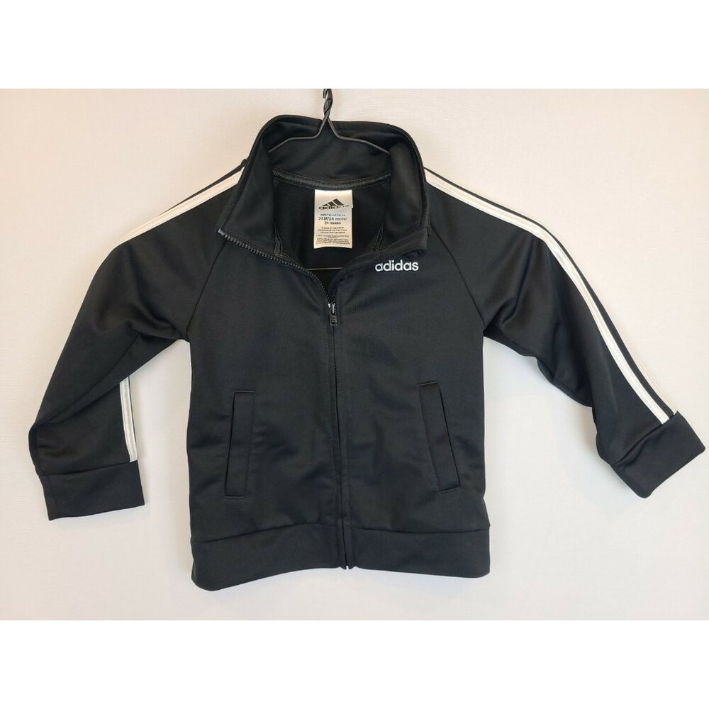 Kids Toddler 24M Months Black Adidas Trainer Track Suit Warm Up Zip Up Jacket
